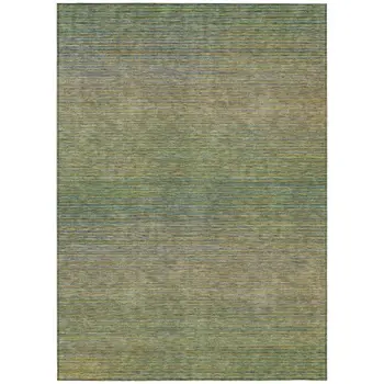 3' X 5' Fern Green Striped Washable Indoor Outdoor Area Rug