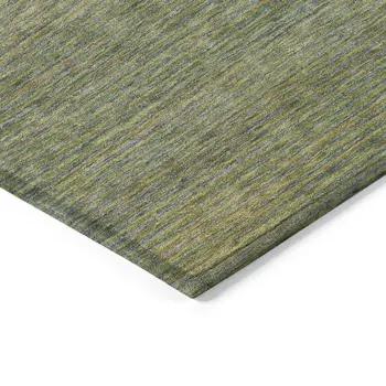 3' X 5' Fern Green Striped Washable Indoor Outdoor Area Rug