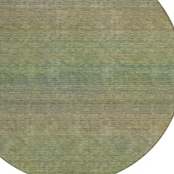 8' Fern Green Round Striped Washable Indoor Outdoor Area Rug