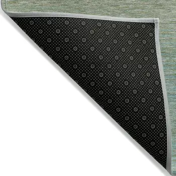 9' X 12' Teal Blue Striped Washable Indoor Outdoor Area Rug