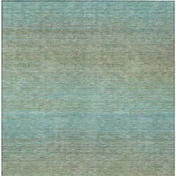 9' X 12' Teal Blue Striped Washable Indoor Outdoor Area Rug