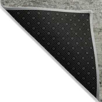 5' X 8' Gray Abstract Washable Indoor Outdoor Area Rug