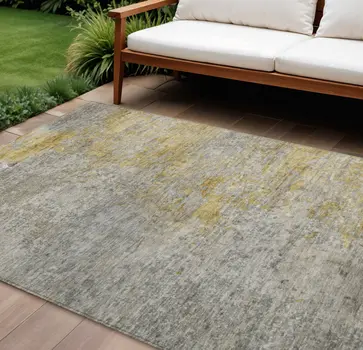 8' X 10' Gray Abstract Washable Indoor Outdoor Area Rug