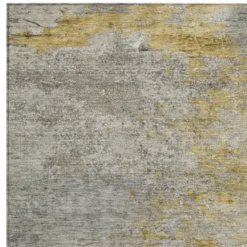 9' X 12' Gray Abstract Washable Indoor Outdoor Area Rug