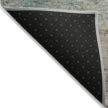 5' X 8' Teal Blue Abstract Washable Indoor Outdoor Area Rug