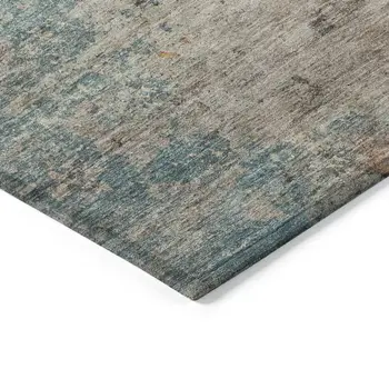 5' X 8' Teal Blue Abstract Washable Indoor Outdoor Area Rug