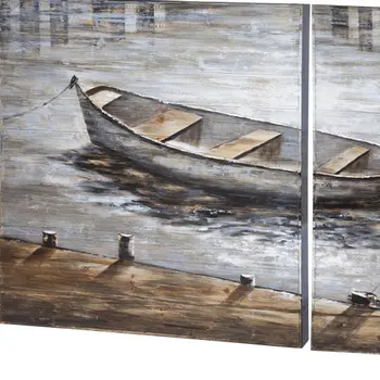 Set Of Two Creekside Diptych Hand Painted Unframed Wall Art