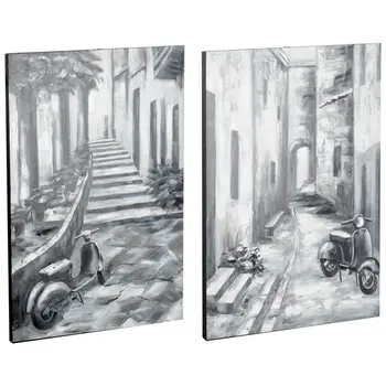Set Of Two Memory Lanes Diptych Italian Laneway Unframed Painting Wall Art