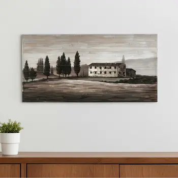 Tuscan Cypress Distressed Unframed Painting Wall Art