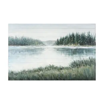 Mere Pond Lake Distressed Unframed Painting Wall Art