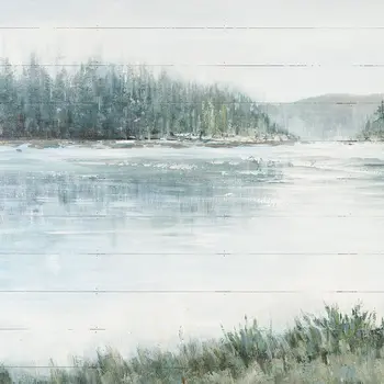 Mere Pond Lake Distressed Unframed Painting Wall Art
