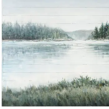 Mere Pond Lake Distressed Unframed Painting Wall Art