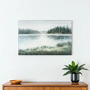 Mere Pond Lake Distressed Unframed Painting Wall Art