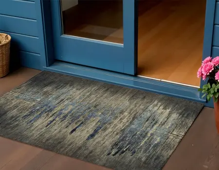 3' X 5' Coffee Abstract Washable Indoor Outdoor Area Rug