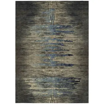 5' X 8' Coffee Abstract Washable Indoor Outdoor Area Rug