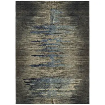 10' X 14' Coffee Abstract Washable Indoor Outdoor Area Rug