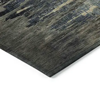 10' X 14' Coffee Abstract Washable Indoor Outdoor Area Rug