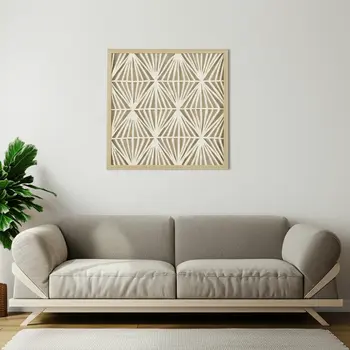 Folk Papercuts II - Prisms Brown Framed Minimalistic Wall Art