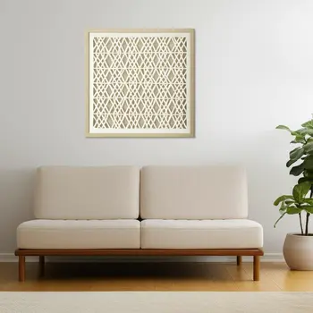 Folk Papercuts III - Triangles Brown Framed Minimalistic Wall Art
