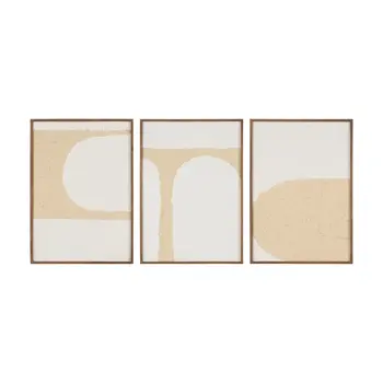 Set Of Three Encore Brown Framed Minimalistic Wall Art