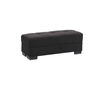 50" Black and Brown Microfiber Tufted Storage Ottoman