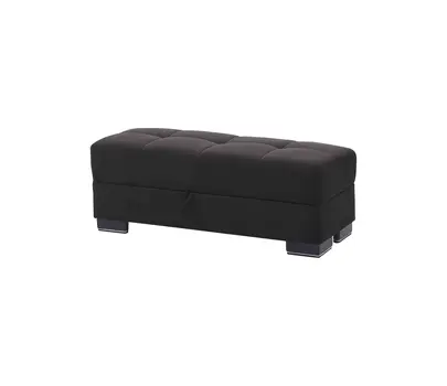50" Black and Brown Microfiber Tufted Storage Ottoman