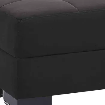 50" Black and Brown Microfiber Tufted Storage Ottoman