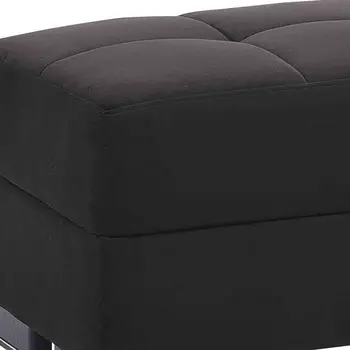 50" Black and Brown Microfiber Tufted Storage Ottoman