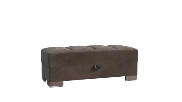 50" Brown Tufted Microfiber Storage Ottoman