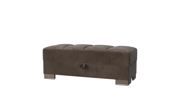 50" Brown Tufted Microfiber Storage Ottoman