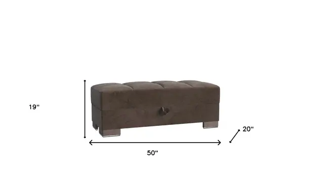 50" Brown Tufted Microfiber Storage Ottoman