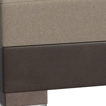 50" Tan and Brown Chenille And Faux Leather Storage Ottoman