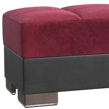 50" Burgundy Black Brown Microfiber Tufted Storage Ottoman