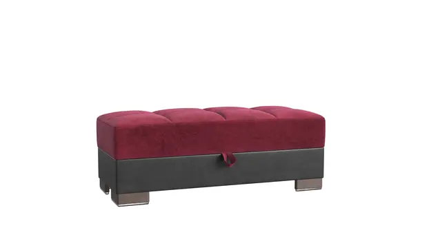 50" Burgundy Black Brown Microfiber Tufted Storage Ottoman