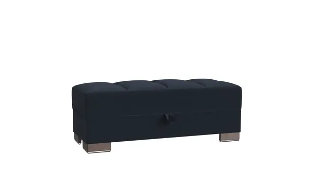 50" Dark Blue and Brown Chenille Storage Ottoman