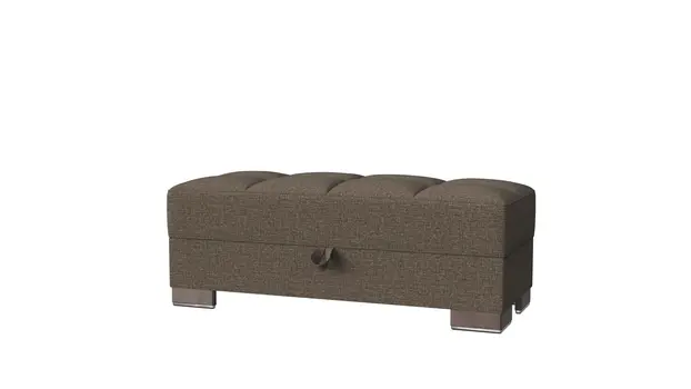 50" Brown Upholstered Tufted Fabric Storage Ottoman