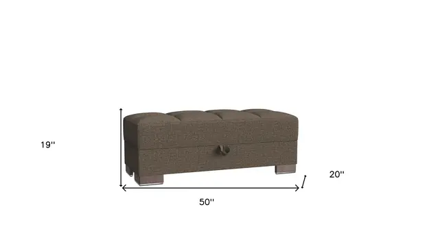 50" Brown Upholstered Tufted Fabric Storage Ottoman