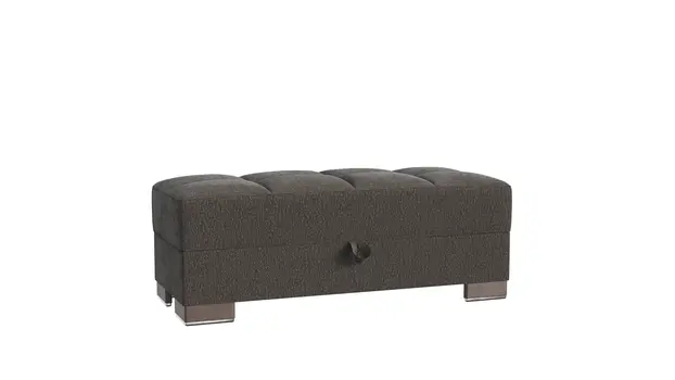 50" Gray and Brown Chenille Tufted Storage Ottoman