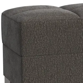 50" Gray and Brown Chenille Tufted Storage Ottoman