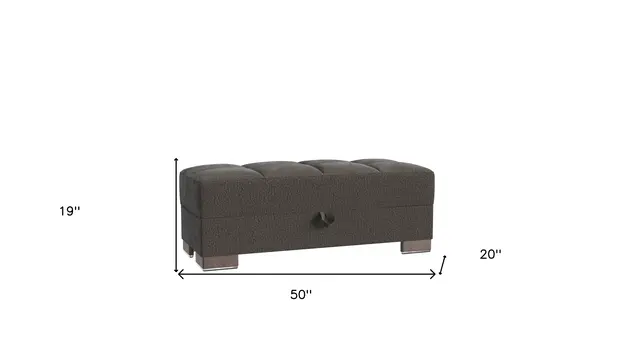 50" Gray and Brown Chenille Tufted Storage Ottoman