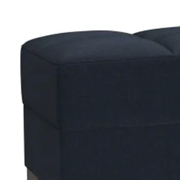 52" Dark Blue and Brown Chenille Tufted Storage Ottoman