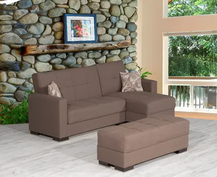 52" Brown Chenille Tufted Storage Ottoman