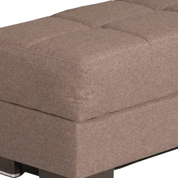 52" Brown Chenille Tufted Storage Ottoman