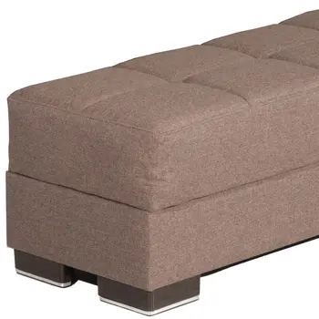 52" Brown Chenille Tufted Storage Ottoman