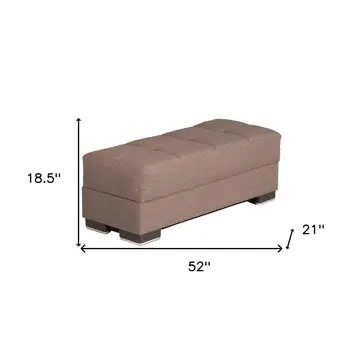 52" Brown Chenille Tufted Storage Ottoman
