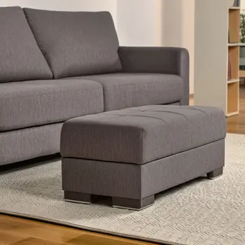 52" Gray and Brown Chenille Tufted Storage Ottoman