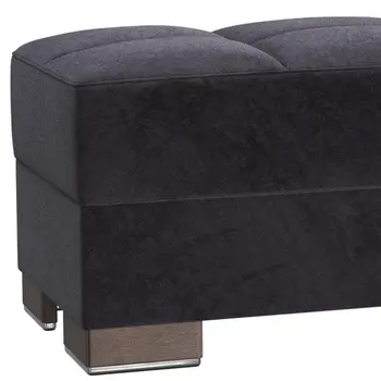 52" Black and Brown Microfiber Tufted Storage Ottoman