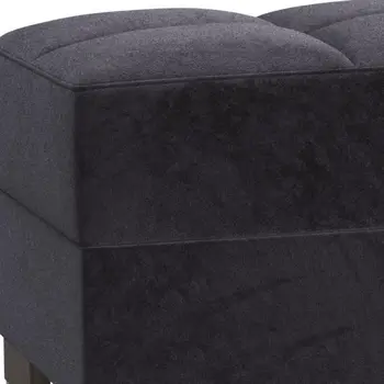 52" Black and Brown Microfiber Tufted Storage Ottoman