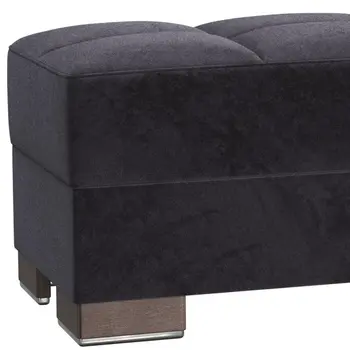 52" Black and Brown Microfiber Tufted Storage Ottoman