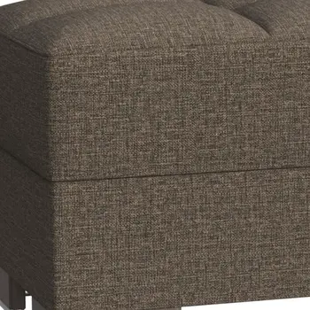 52" Brown Chenille Tufted Storage Ottoman